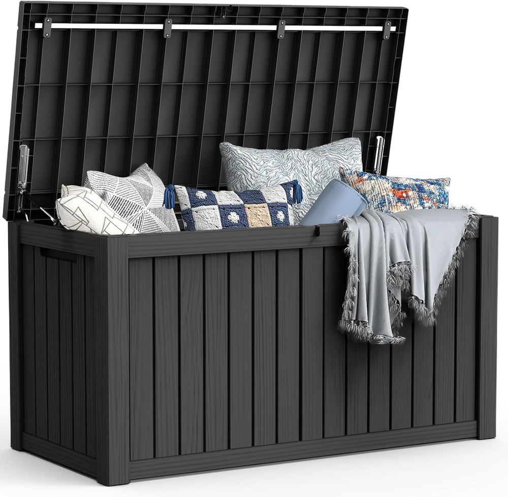 Mars Villa 180 Gallon Outdoor Storage Box, Deck Box Waterproof, Black