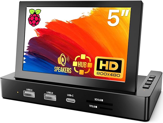 ROADOM 5'' Mini Monitor with Raspberry Pi Mount Holes & USB HUB, ...