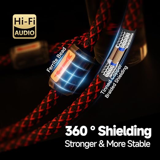 TODN Shielded RCA Audio Cables Audiophile Male to Male OFC RCA Stereo Cable