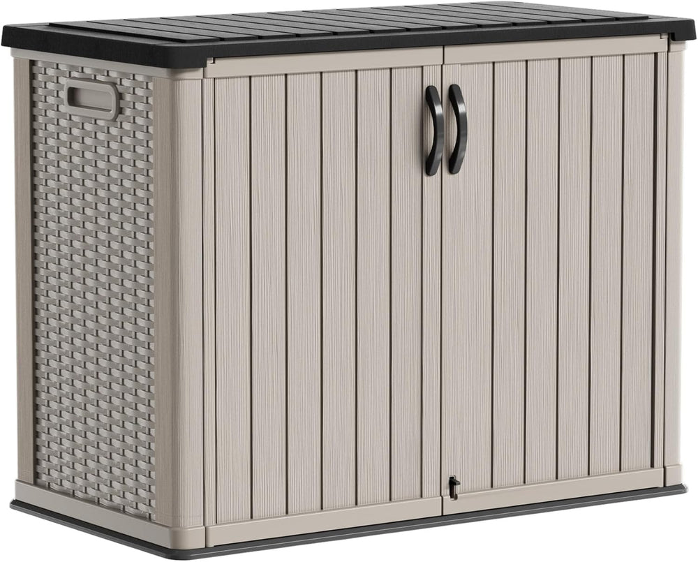 Devoko 26 Cu Ft Resin Outdoor Storage Cabinet with Lockable Doors, Beige