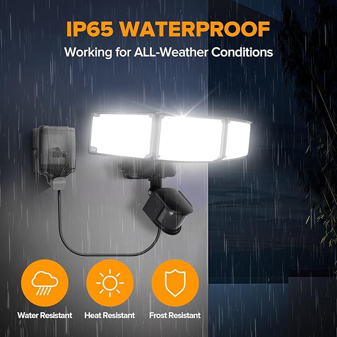 LUTEC 50W Motion Sensor Outdoor Lights, 5500 LM Plug in Flood Light Outdoor