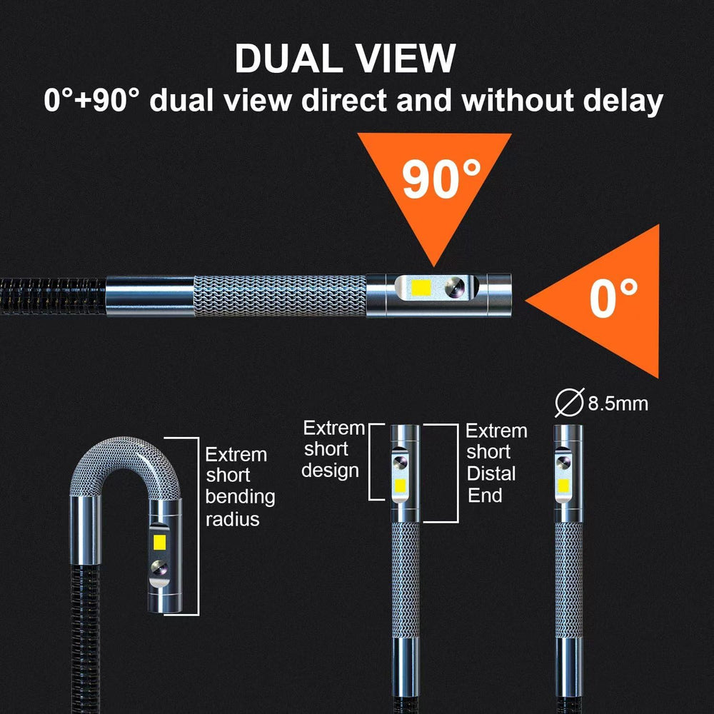 DXZtoz Dual Lens Articulating Borescope for Engine & HVAC Inspection