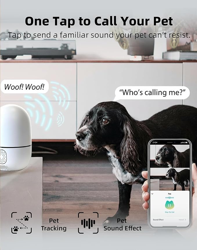 virtavo XD1 Indoor Pet & Baby Camera, No Subscription Required, Dual-Lens...