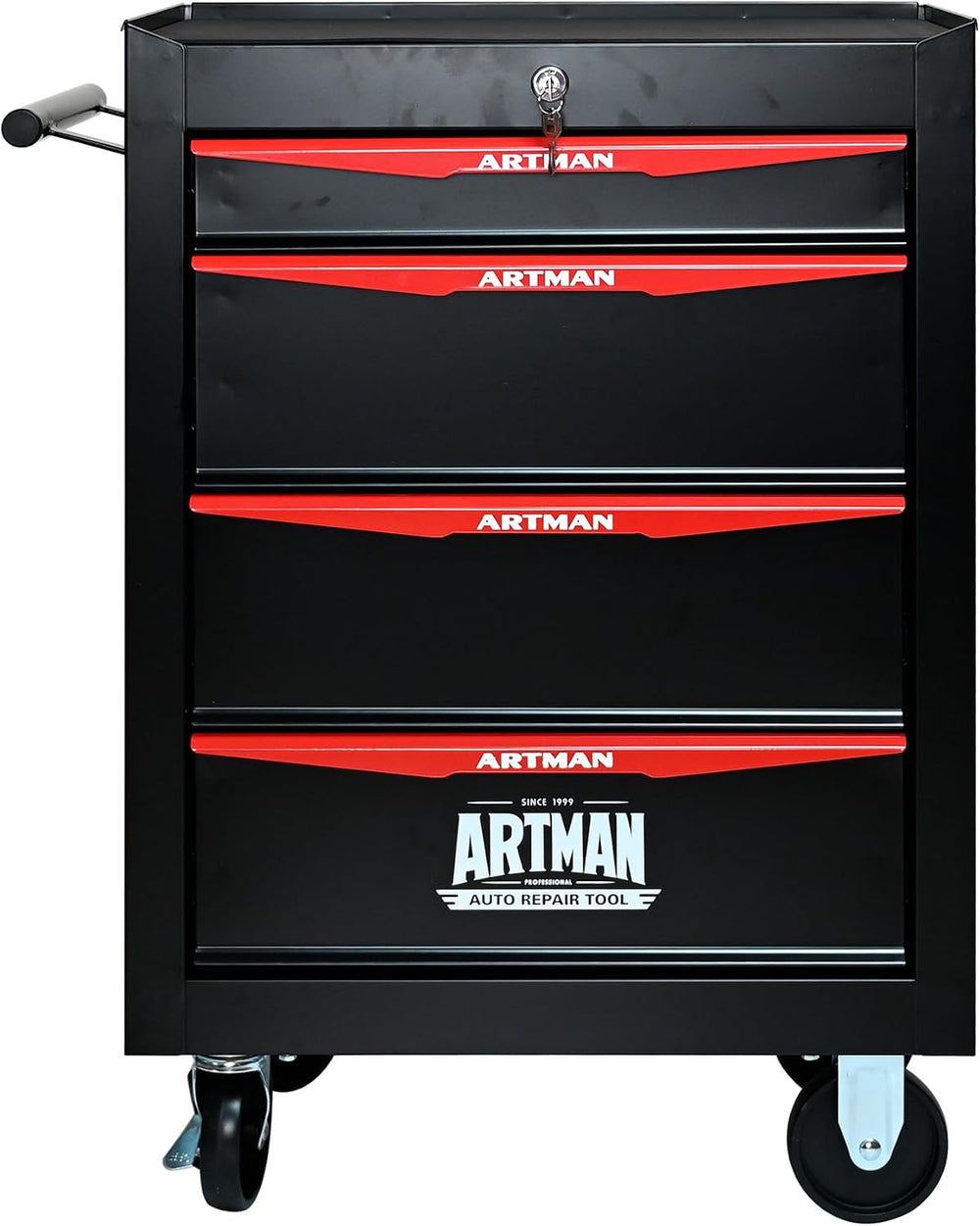 Heavy Duty 4-Drawer Rolling Tool Chest, Key Lock Tool Storage Cabinet with Lo...