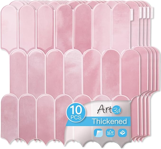 Art3d 12 x 12 Inch Heavy-Duty Peel and Stick Backsplash, Self-adhesive Wall (...