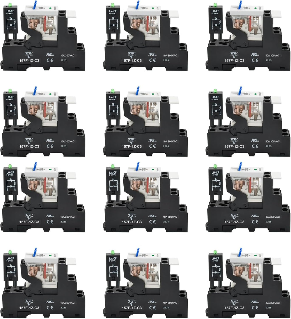 12 Pcs 12Amp Power Relay Switch UL Listed 24V DC Relay Coil, 5 Pin SPDT 1NO 1NC