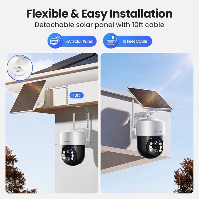 SOLIOM- True 8MP HD Security Cameras Outdoor Wireless, Add-On Camera, Solar