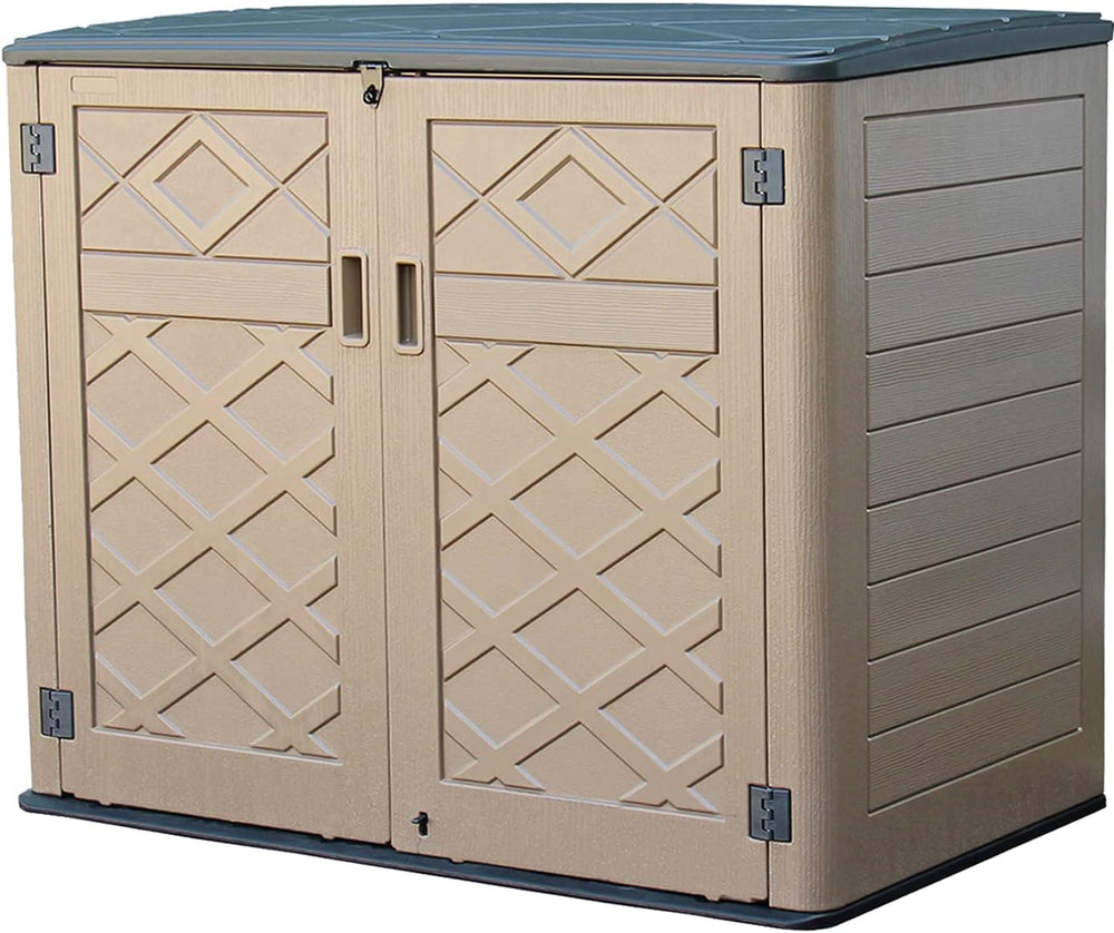 Mrosaa Large Horizontal Storage Sheds,38 cu.ft Resin Garden Shed Weather Resi...