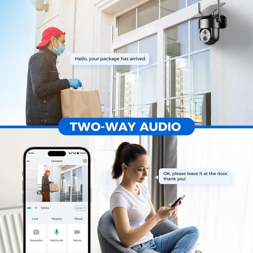 LITYMOL 2K 2.4g WiFi Security Cameras Wireless Outdoor, 360° View Solar Camer...