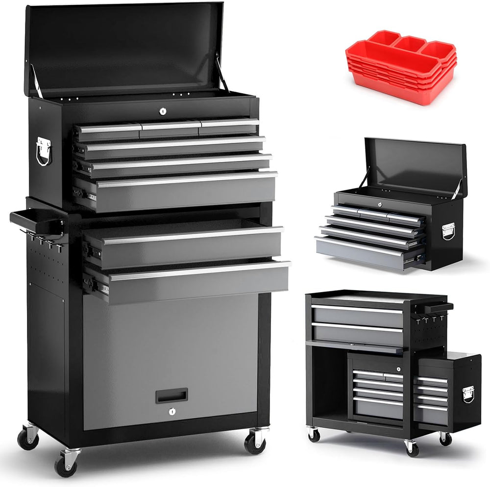 8-Drawer Tool Chest with Wheels, 42'' Rolling Tool Chest Heavy Duty,B...