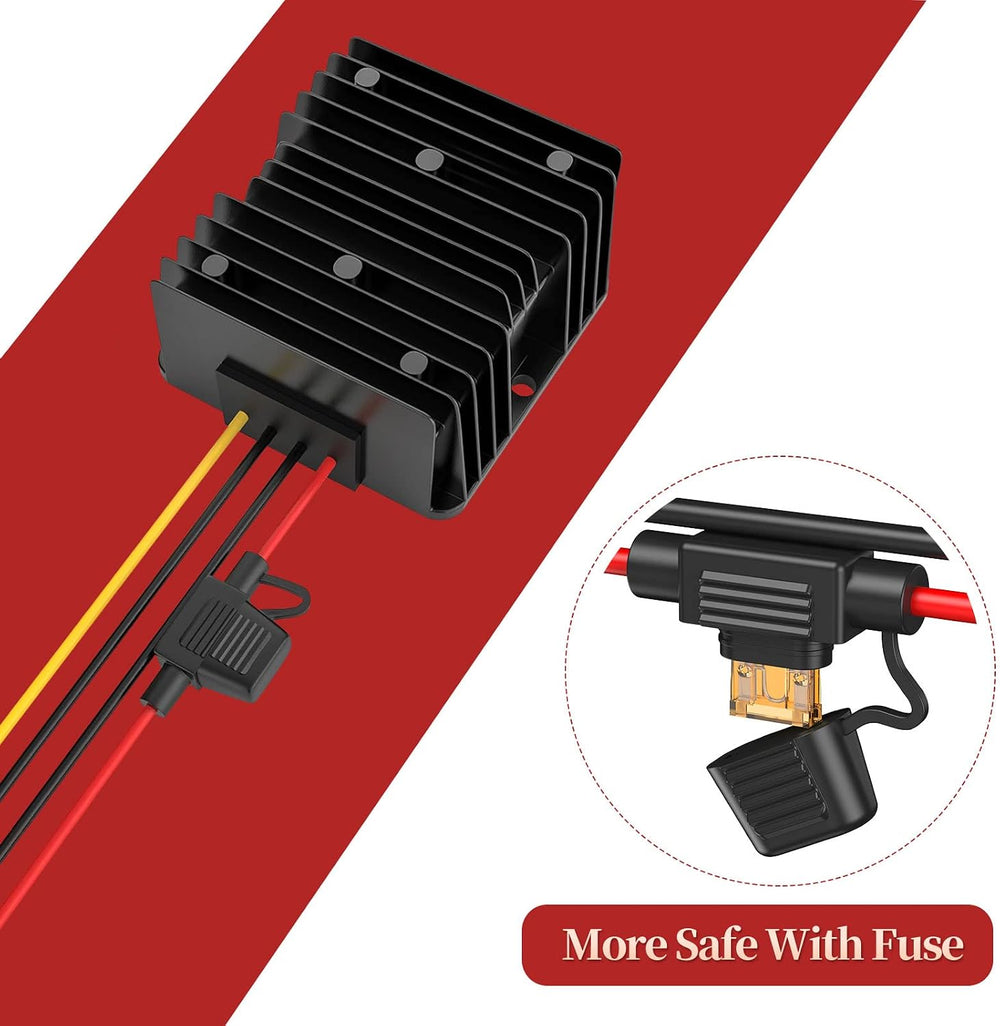 24V to 12V Step Down Converter 30A 360W with Fuse & Wire Terminal Block |...