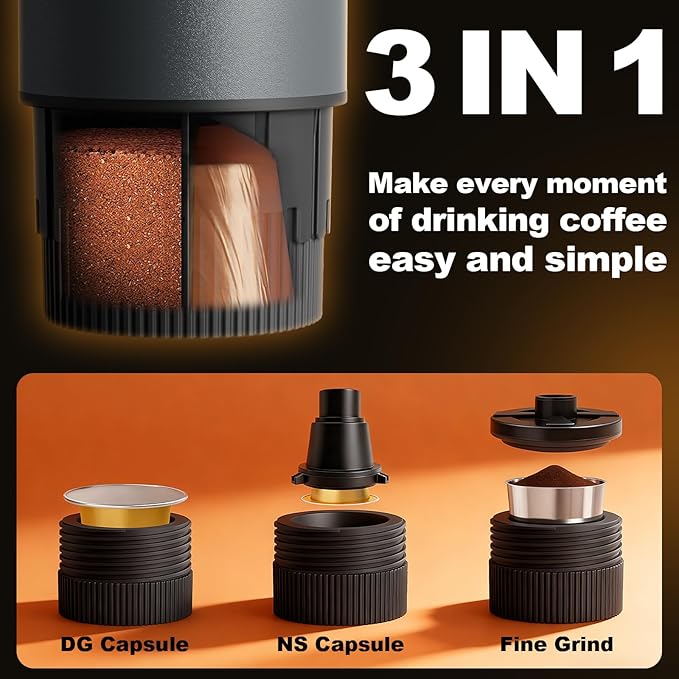 Portable Coffee Maker, 3 in 1 Electric Espresso Machine Set, Rechargeable