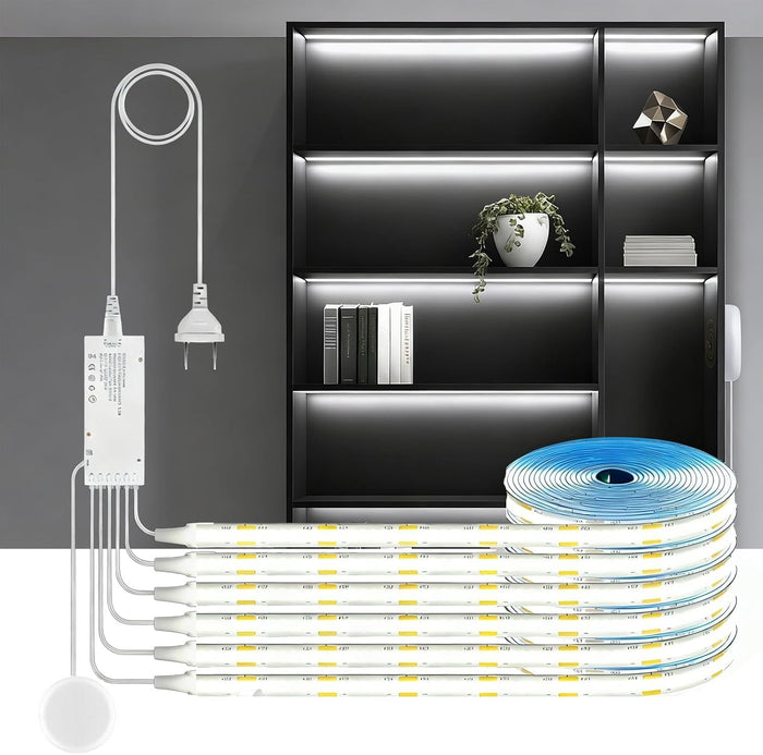12V COB LED Strip Lights Kit, 3.3Ft 6-in-1 Self-Adhesive LED Under Cabinet