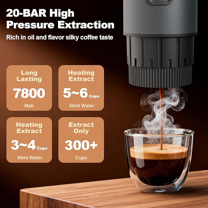 Portable Coffee Maker, 3 in 1 Electric Espresso Machine Set, Rechargeable