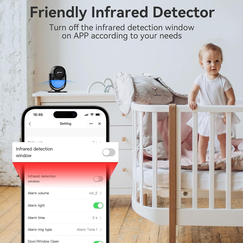 CPVAN WiFi Motion Sensor Alarm, 125dB Wireless Smart PIR Motion Detector Alarm