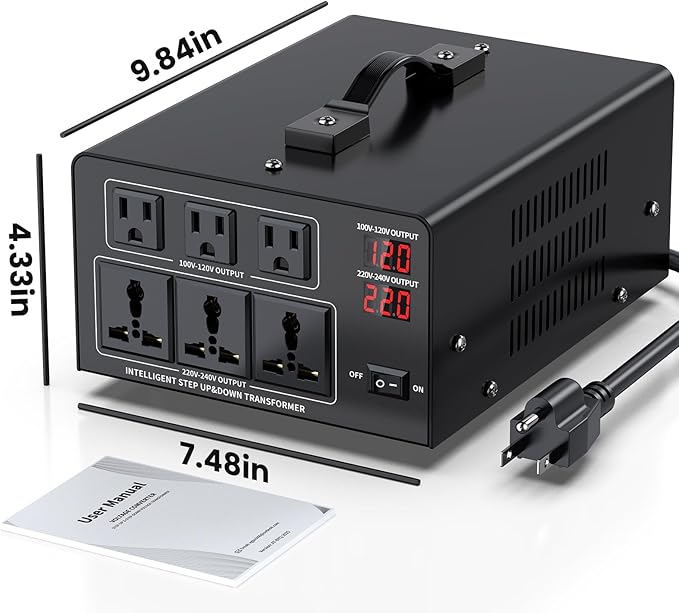 6000W Voltage Converter Transformer Step Up 110V/120V to220V/240V or Step Down
