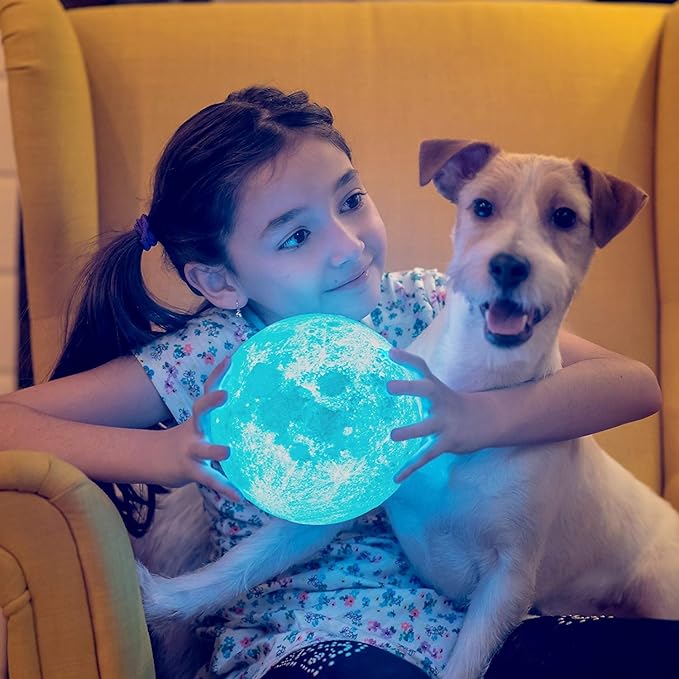 PRUGNA Moon Lamp, 1200mAh Ultra-Long Endurance Night Light, 7.1" 16 Colo...