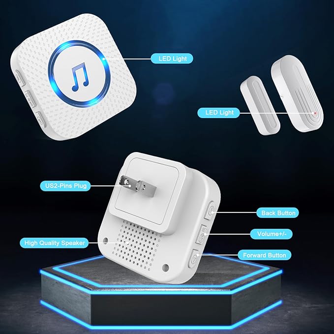 SanJie Door Sensor Chime for Door Opens, Business/Home/Office/Store, 500 FT