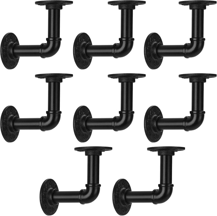 1/2" Pipe Shelf Bracket,Wall Mounted Floating Shelf Bracket, Steam Punk Decor Hanging Wall Metal Bracket, Heavy Duty Decorative Rustic Shelving Bracket (8, 4.5*4.5"(11.5*11.5cm))