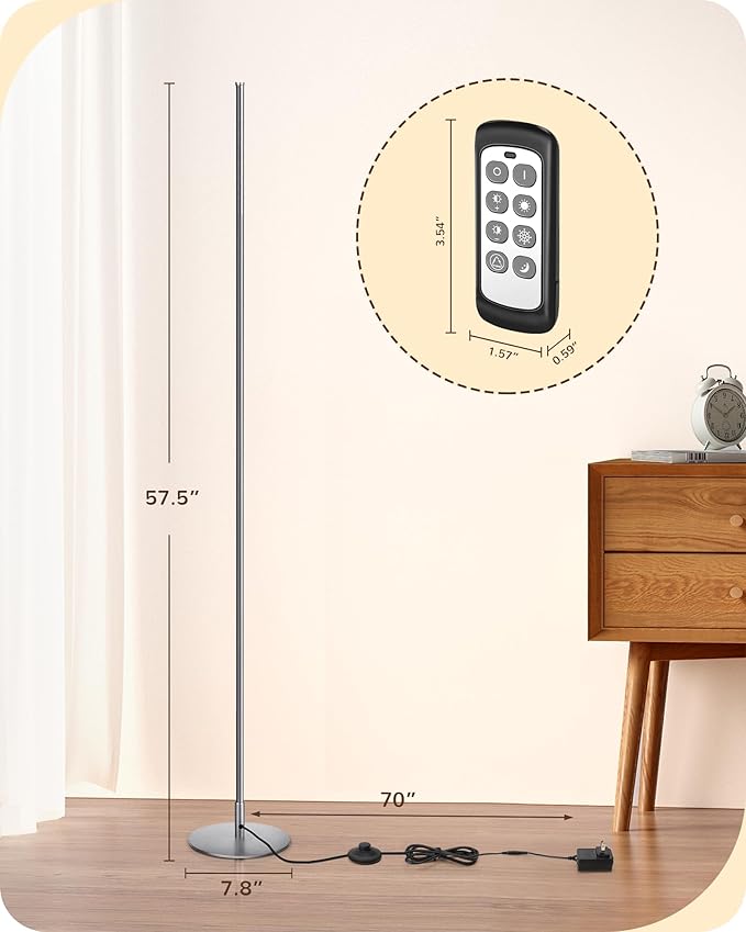 EDISHINE LED Corner Lamp, 57.5" Tall Slim Sleek Floor Lamps (2 Pack)