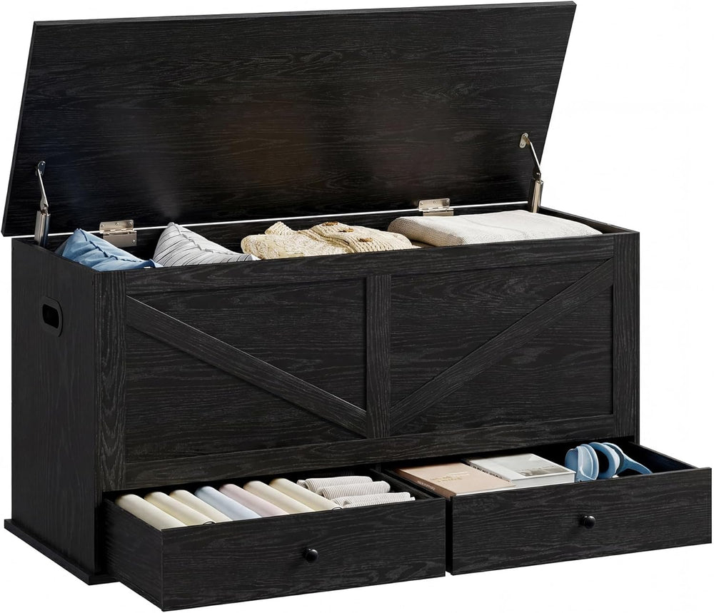VASAGLE Storage Chest with 2 Fabric Drawers, 15.7 x 39.4 x 19.9 Inches