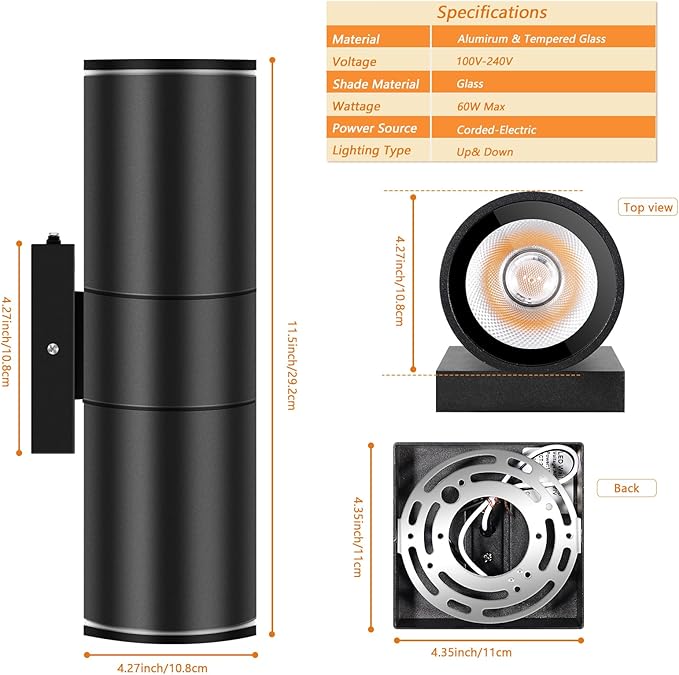 RIDALUX Dusk to Dawn Outdoor Light Fixtures: 4 Pack IP65 Waterproof Exterior