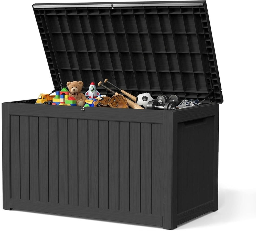 300 Gallon Outdoor Storage Box Waterproof Lockable Resin Deck Box Large, Pati...