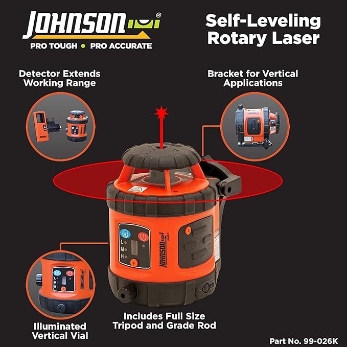 Johnson Level & Tool 99-026K Self-Leveling Horizontal Rotary Laser System w/