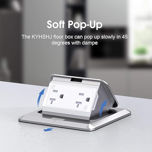 KYHSHJ Pop Up Floor Electrical Outlet Box Kit,20 Amp Stainless Steel TR