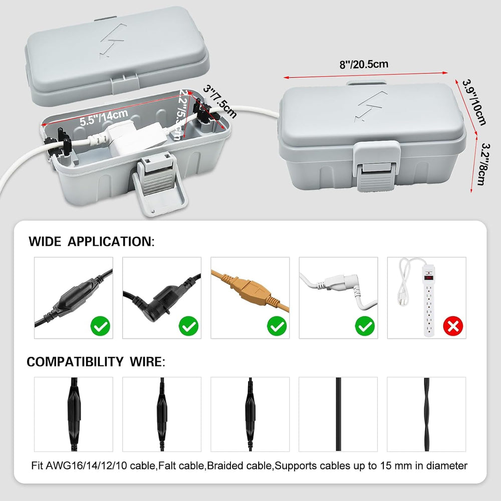 Hrensaw IP54 Large Outdoor Electrical Box w/ 8 Cable Seal Entry, Bundle w/ 3 ...