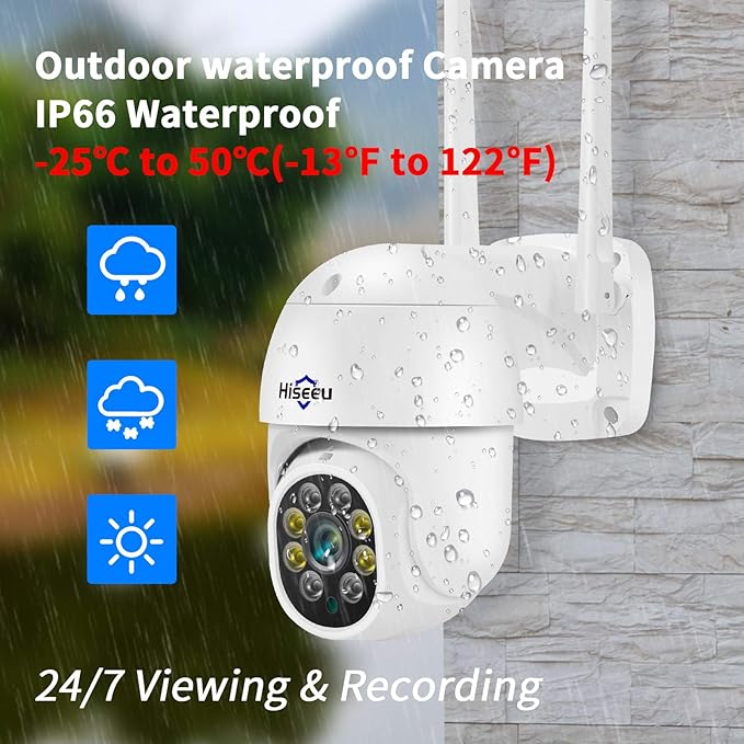 Hiseeu 5MP 360° Pan Tilt Camera WiFi Security Camera Outdoor Motion Tracking