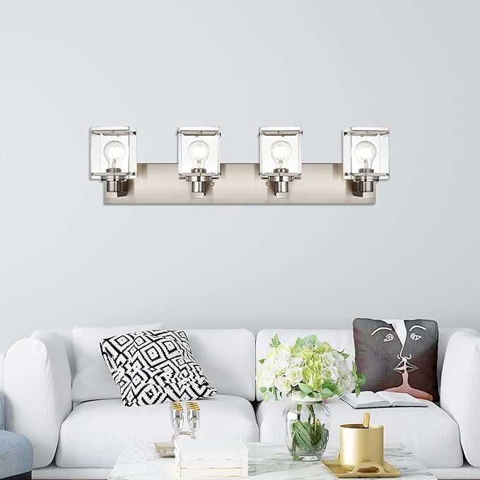 WINSHEN 4-Lights Bathroom Vanity Light Fixtures in Brushed Nickel, E26 Socket