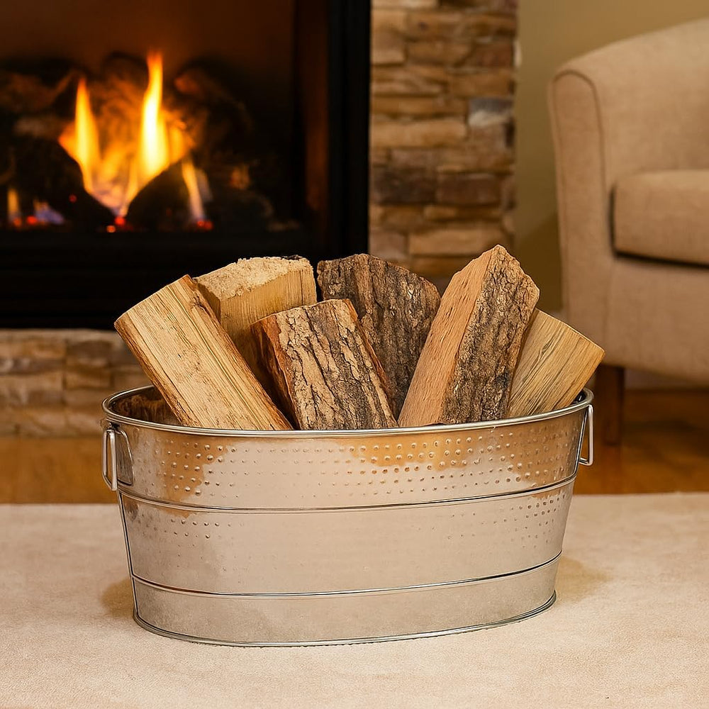 BREKX Stainless Steel Firewood Storage Rack Log Holder, 25-Quart