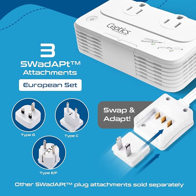 Ceptics European Travel Voltage Converter, 200W Adapter