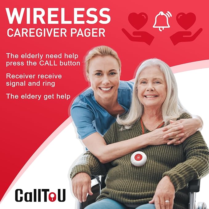 CallToU Wireless Caregiver Pager Call Button Call Bell Medical Alert System