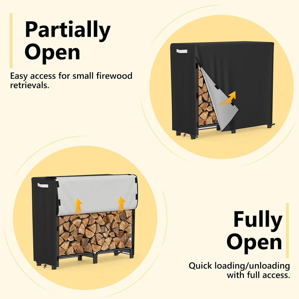 AKEfit 4ft Firewood Racks Cover,Heavy Duty Waterproof Outdoor Logs Holder Sta...
