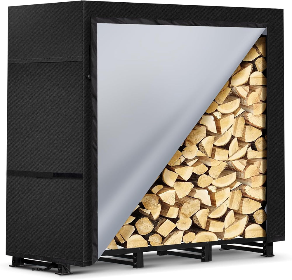 4ft Firewood Rack Outdoor with Waterproof Widened Cover