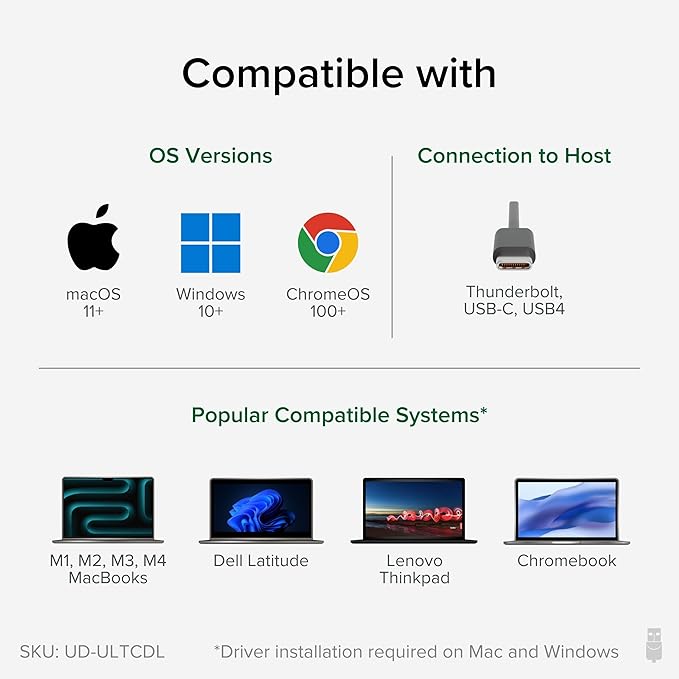 Plugable USB-C Triple Monitor Docking Station: 13-in-1 Laptop Dock