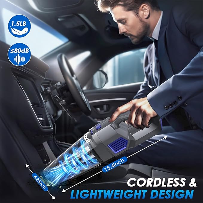 Gxzsk Handheld Vacuum Cordless, 15000PA Strong Suction Hand Held Car Vacuum
