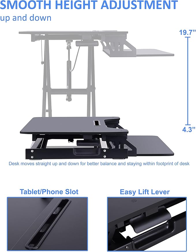 Rocelco Standing Desk Converter 31.5 Inch Sit Stand Up Dual Monitor Tabletop