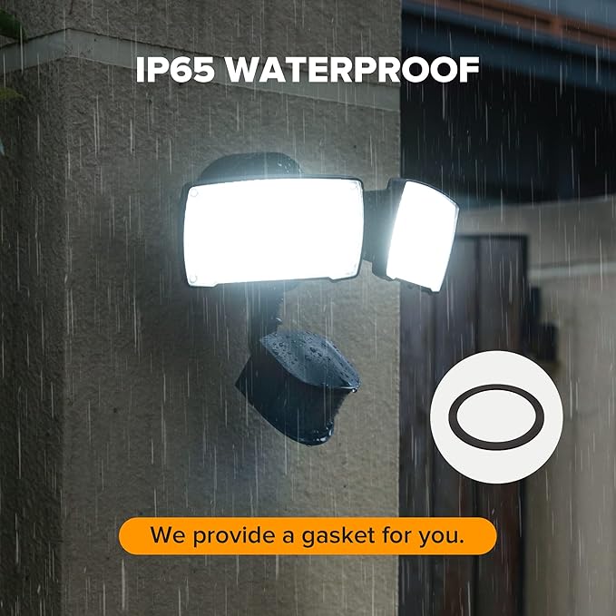 LUTEC 38W 3500 Lumen LED Motion Activated Integrated Dual-Head Floodlight