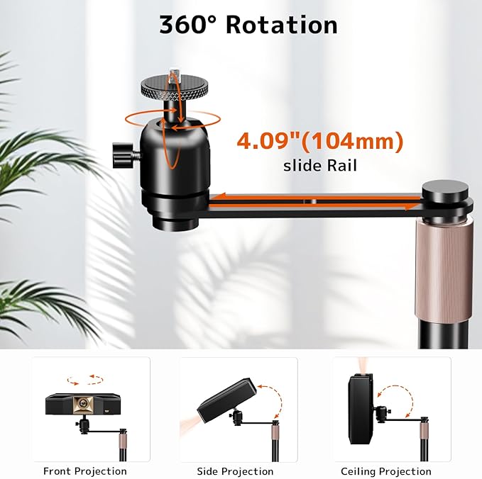 PUTORSEN Universal Projector Stand – Height Adjustable & 360° Rotatable M...
