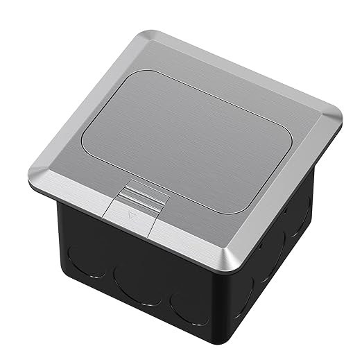 KYHSHJ Pop Up Floor Electrical Outlet Box Kit,20 Amp Stainless Steel TR