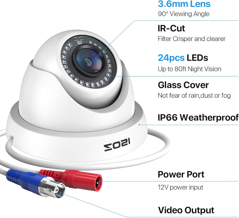 ZOSI 4 Pack 1080P Security Cameras,Night Vision,2MP Outdoor Indoor CCTV White...
