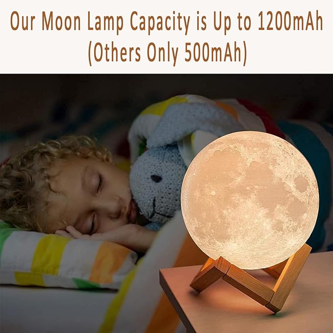 PRUGNA Moon Lamp, 1200mAh Ultra-Long Endurance Night Light, 7.1" 16 Colo...