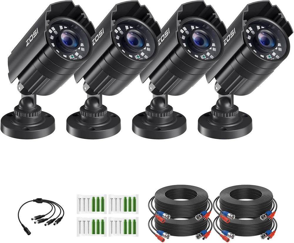 ZOSI 4 Pack 1080P 1920TVL Home Security Cameras Outdoor Indoor, Night Vision,...