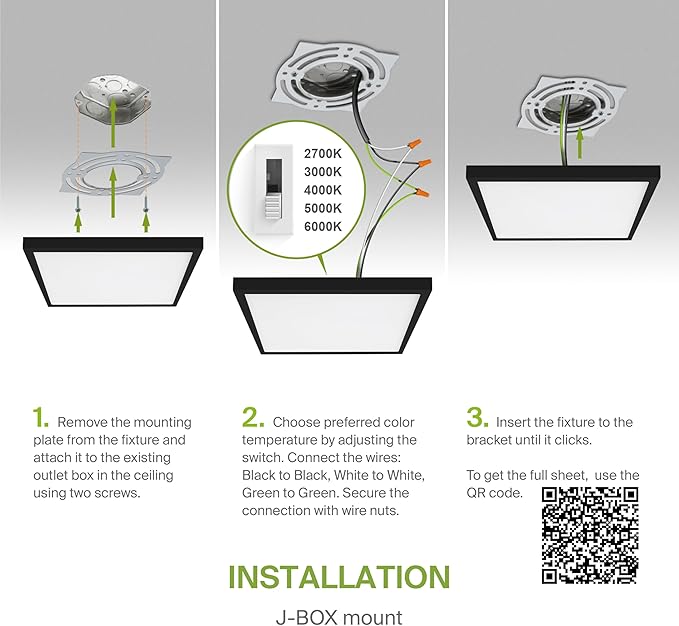 ASD LED 12" Square Flush Mount Ceiling Light Fixture, Low Profile Surfac...