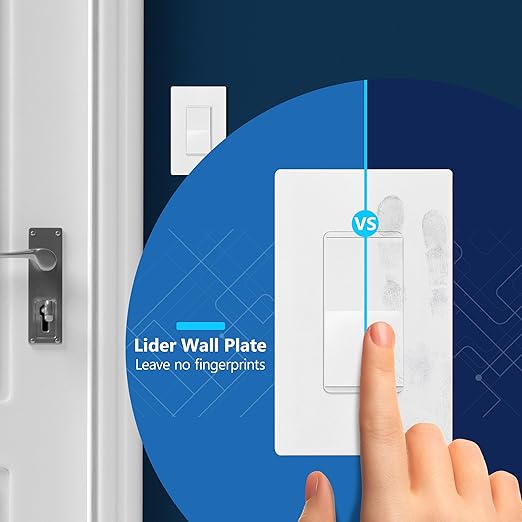 LIDER Matte White Minimalist Design Decorator Switch, Frameless Paddle Wall