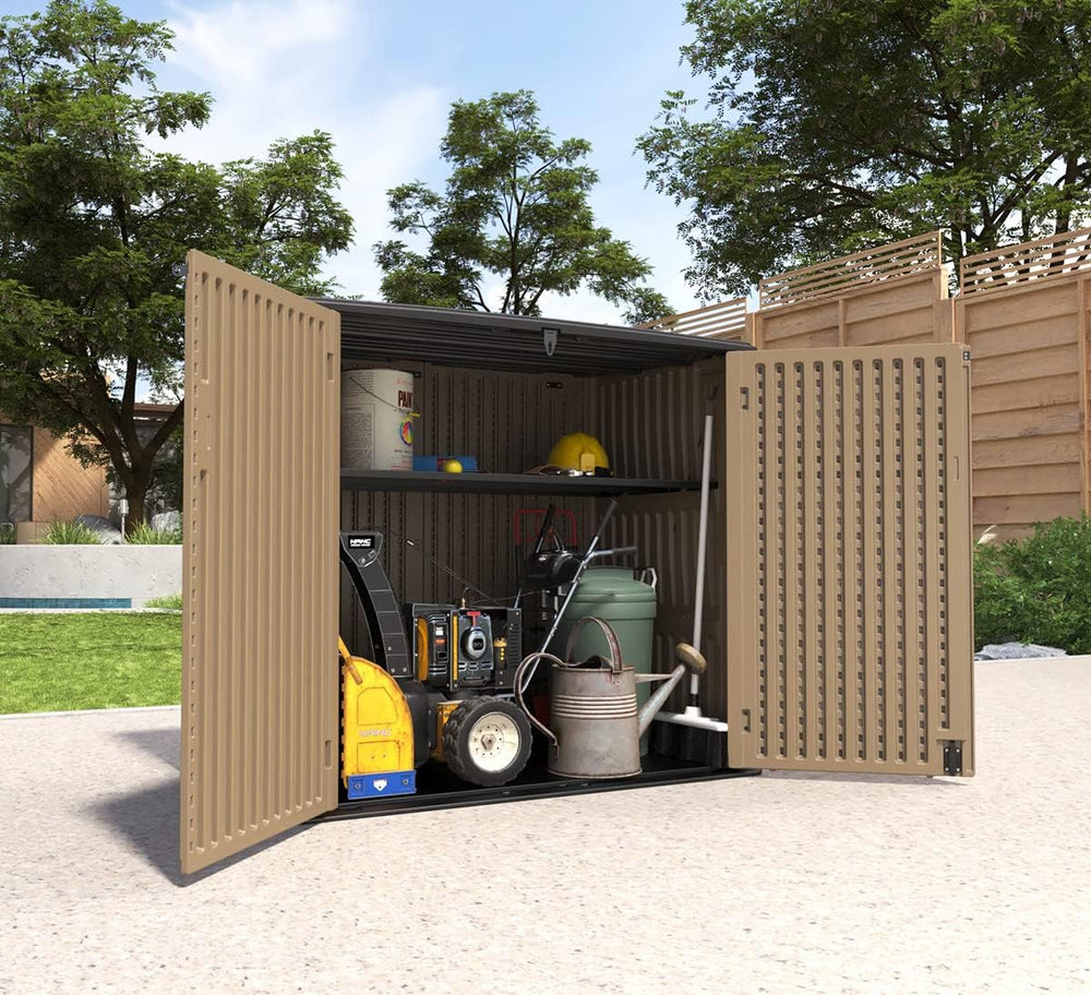 Mrosaa Large Horizontal Storage Sheds,38 cu.ft Resin Garden Shed Weather Resi...