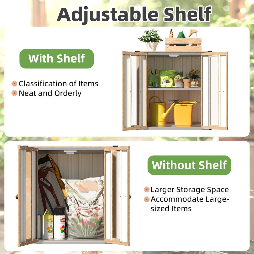 AECOJOY Outdoor Storage Cabinet Waterproof with Floor & Adjustable Shelves